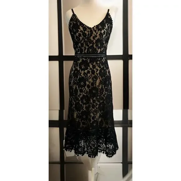VTG Y2K Black Lace Overlay Dress Romantic Whimsygoth Sexy Vixen Cocktail Sz 10 - Picture 9 of 16